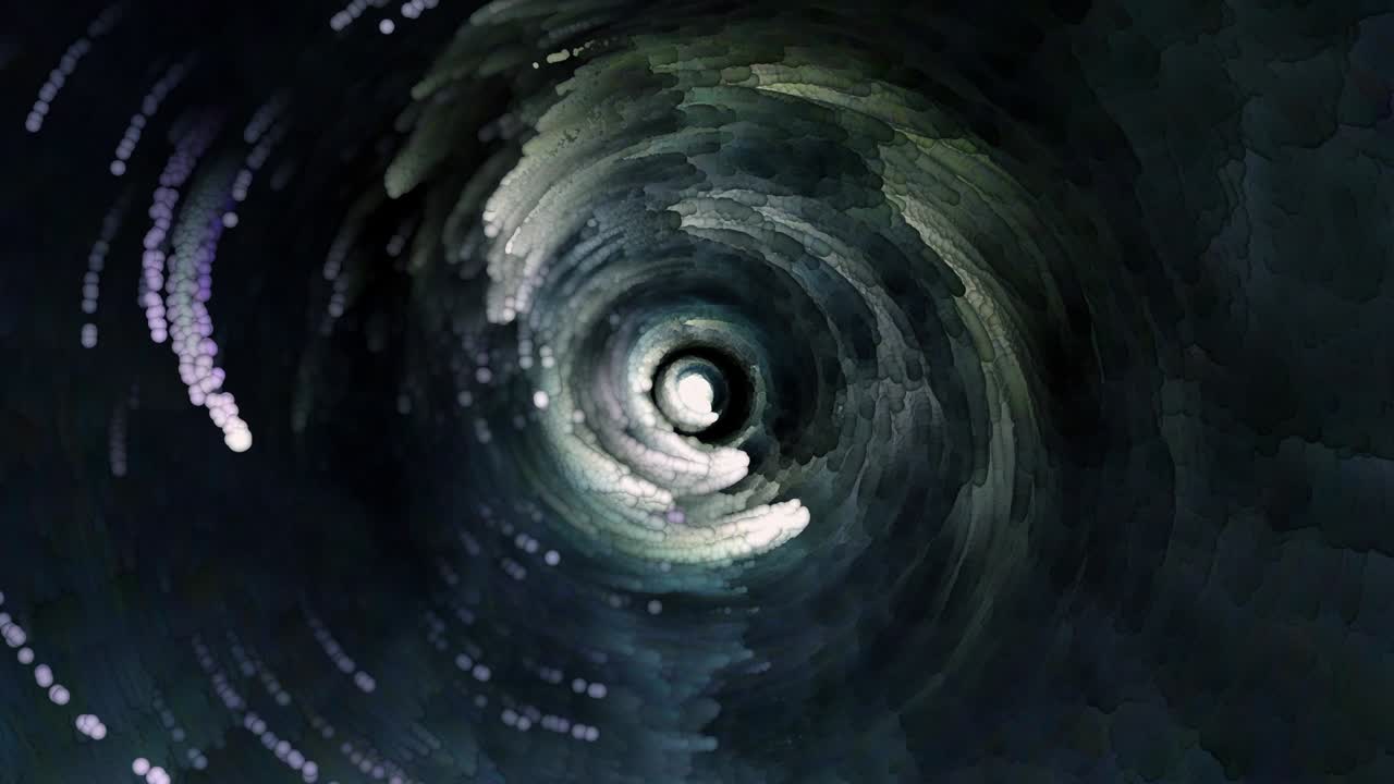 3d 추상적인 혼란스러운 디지털 구름 회전 동굴 터널에서 에너지 빛 효과 배경 개념 4k 3d 원활한 루핑 창의적인 sf 어두운 악마 터널 빛과 그림자 끝없는 타이틀 모션