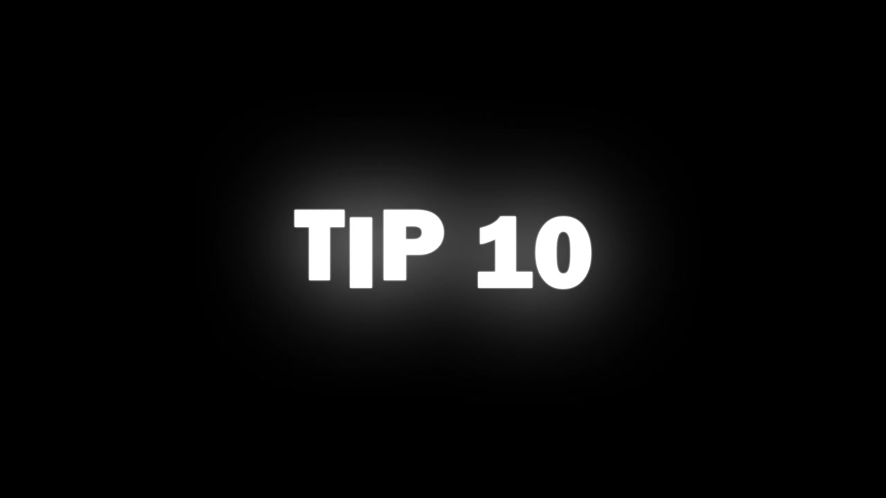 Tip 10 text Animation slot machine effect on black background