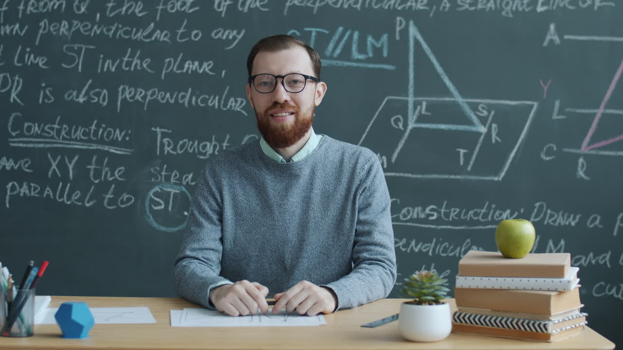 Teacher Explains Geometry in a Classroom