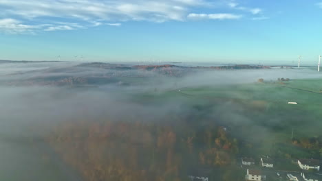 Fantastic-autumn-landscape-of-Germany-countryside-and-village,-drone-view