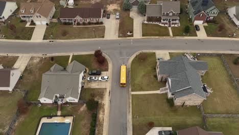 drone shot following a school bus