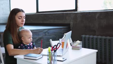 working mother with baby