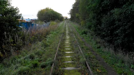 siguiendo viejas vías de tren abandonadas y oxidadas