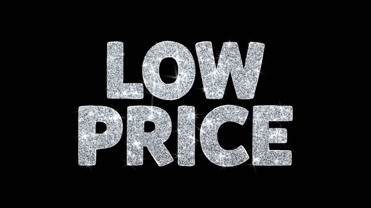Low Price Glitter Text on Black Background