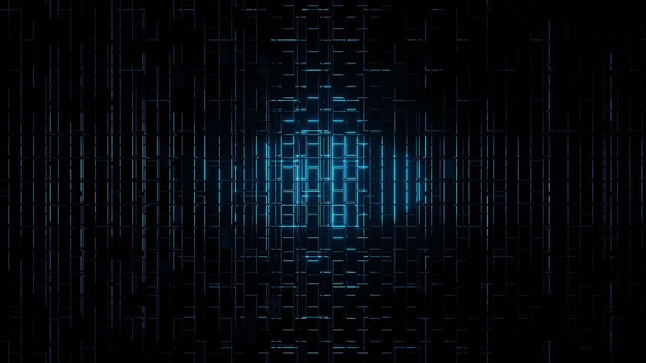 VJ Loop - Falling Down a Dark Shaft Intermittently Illuminated With a Blue Metallic Grid