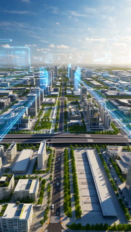 smart city infrastructure with digital overlays