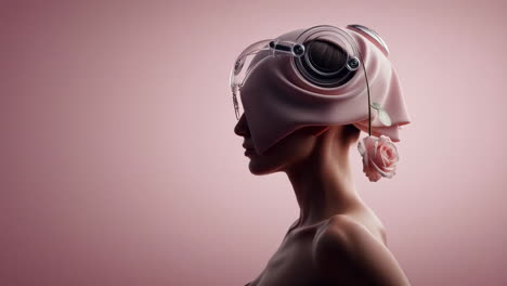 futuristic headpiece with rose