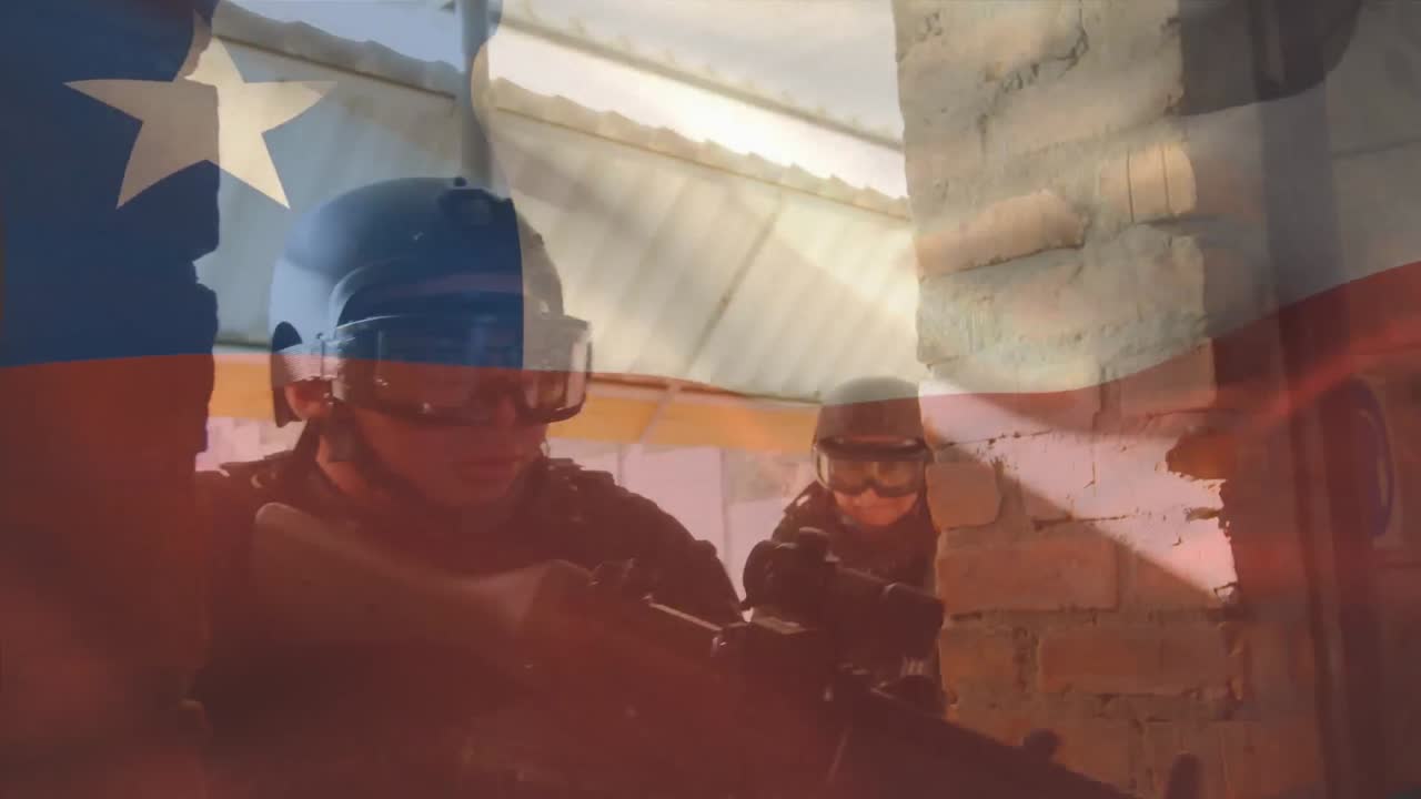 다양한 군인 들 위 에 있는 칠레  ⁇ 발 의 애니메이션