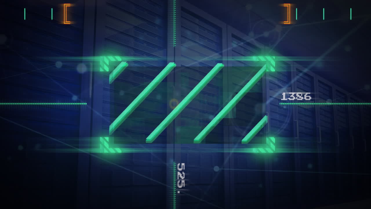 animación del procesamiento de datos digitales a través de servidores informáticos