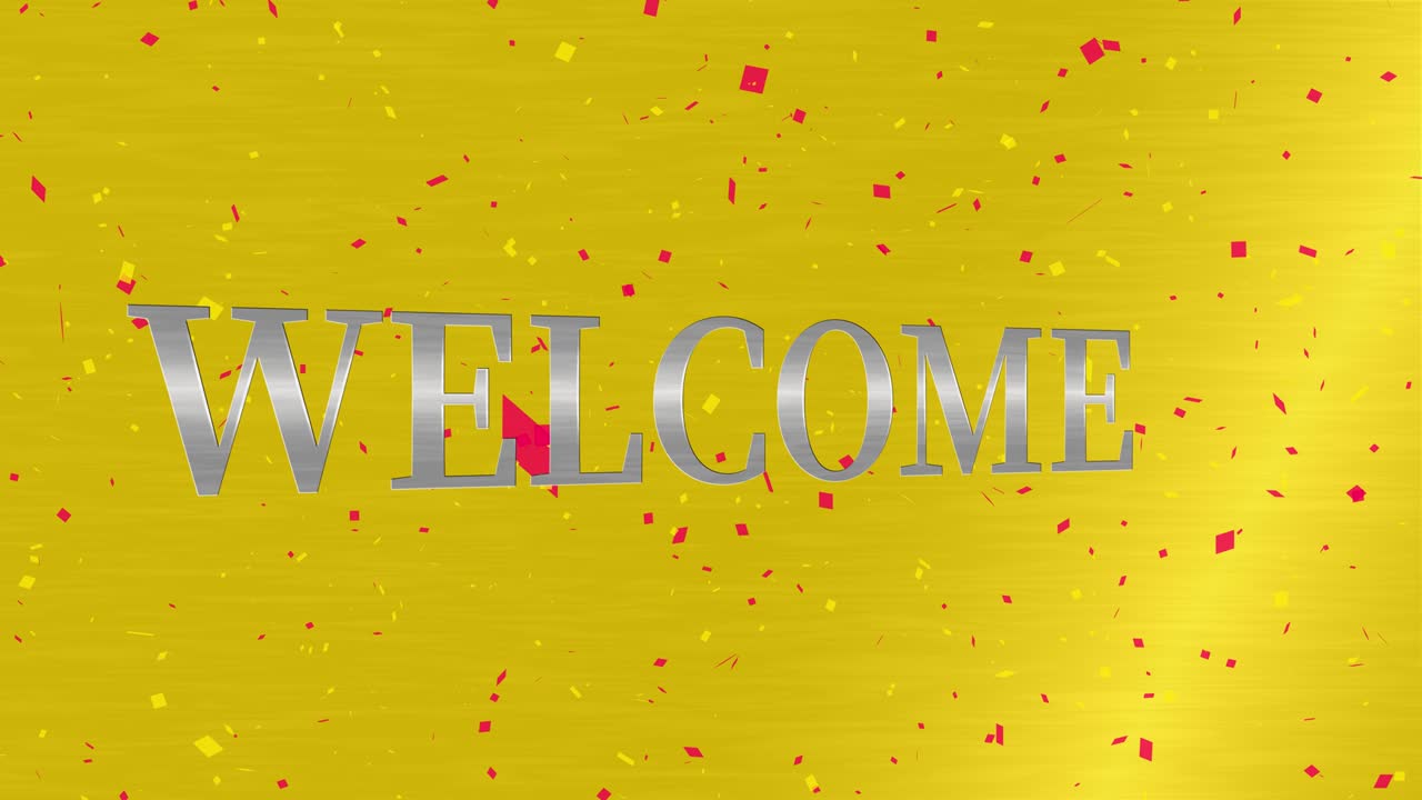 Animazione testuale del messaggio "WELCOME" in motion graphics