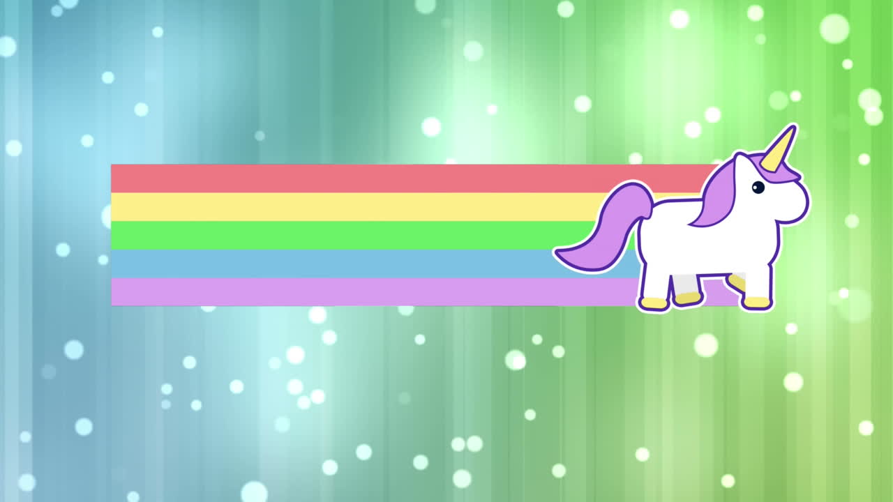 animación de unicornio con arco iris