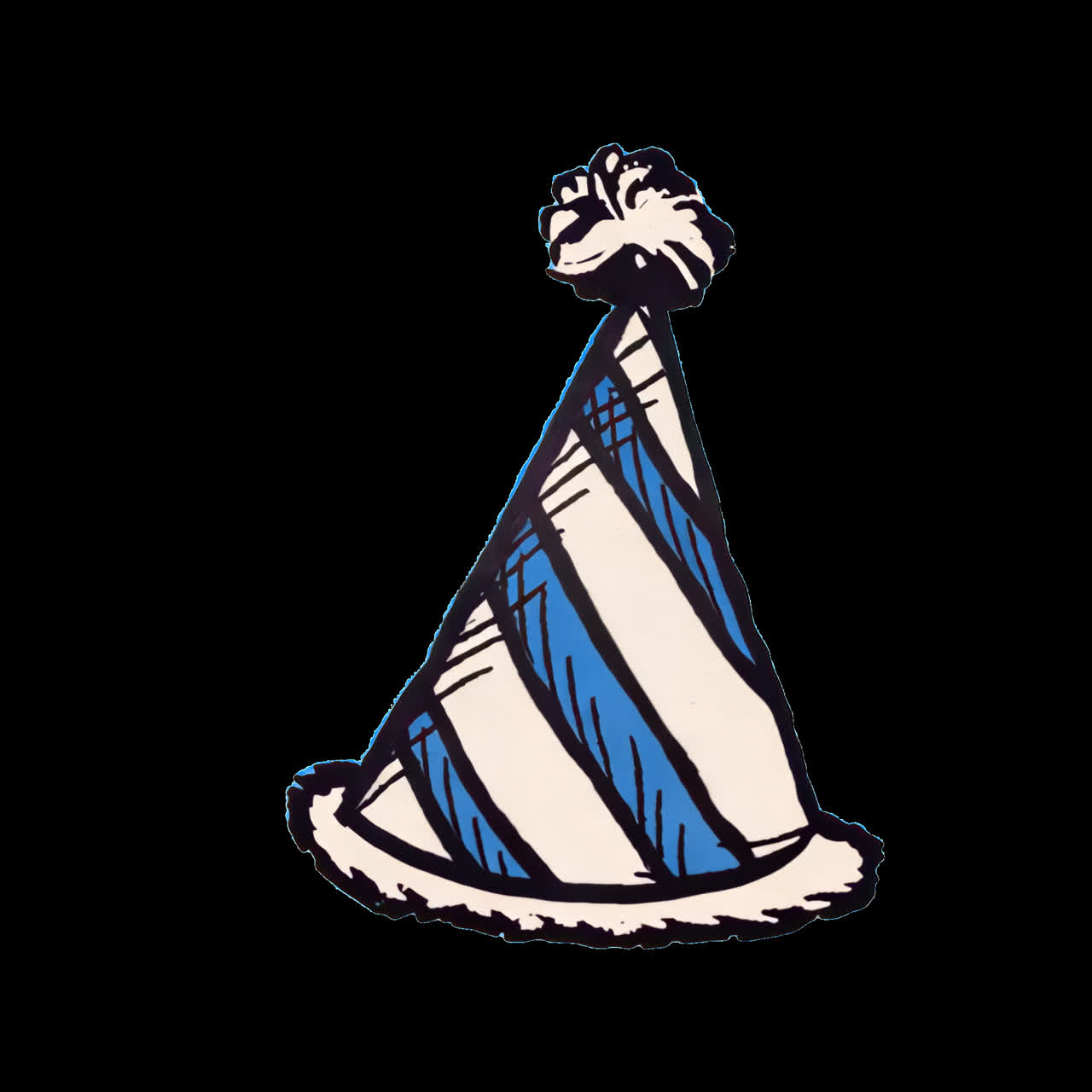 Striped festive party hat illustration animation isolated asset, transparent 4K video, alpha