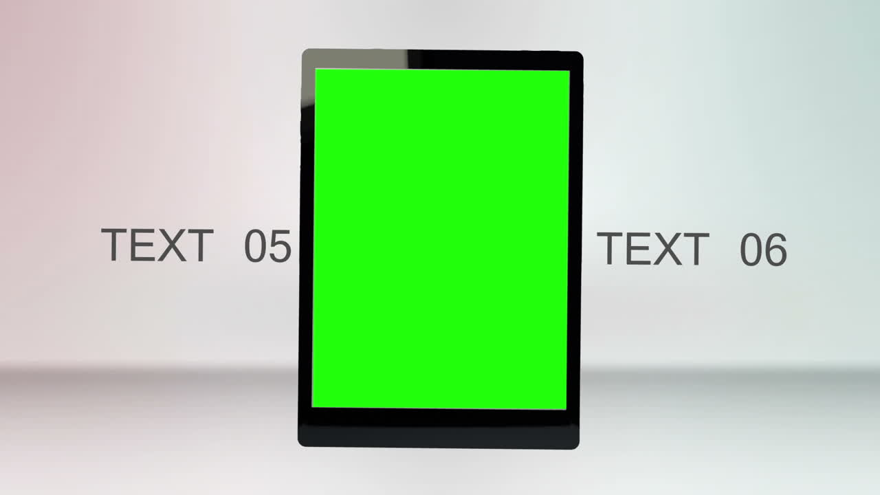 Tablet computer with chroma key screen and text space