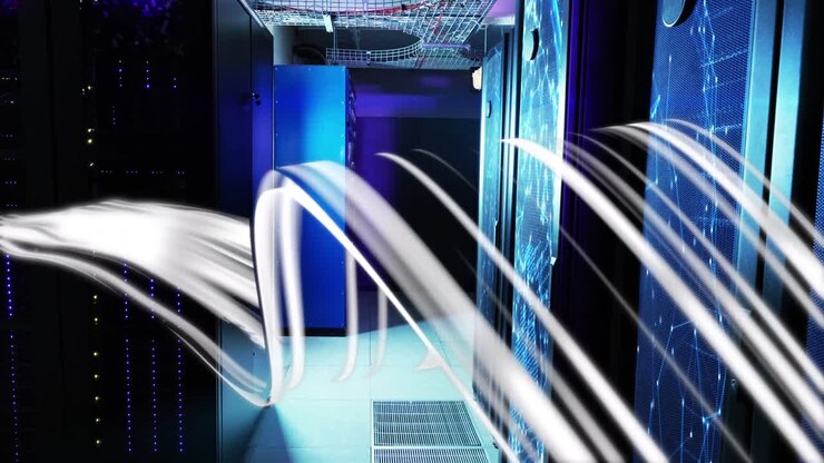Animation of waves moving over servers
