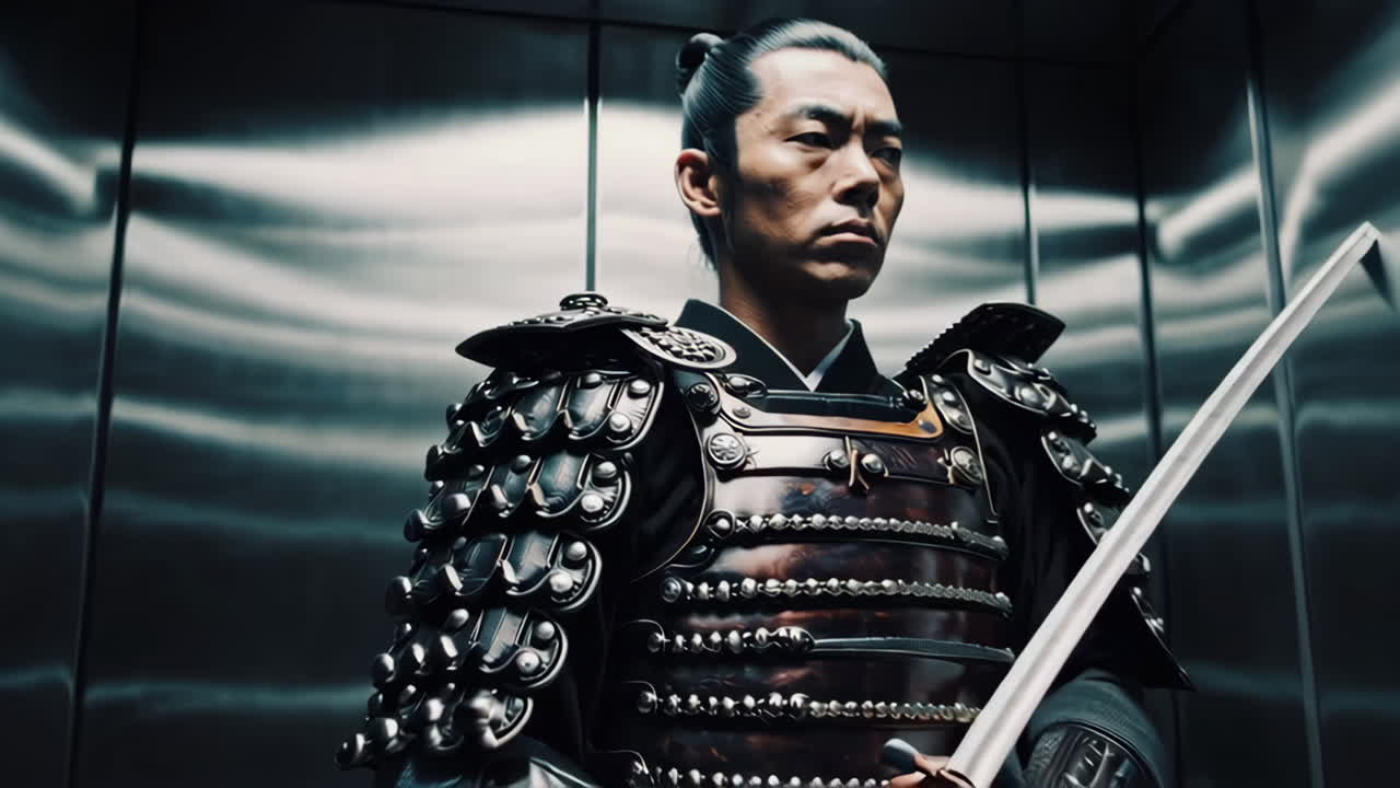 samurai en un ascensor