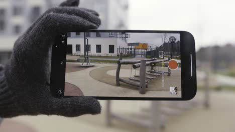 smartphone photo of a playground in a city