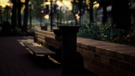 Primer-Plano-De-Una-Fuente-De-Agua-Potable-En-Un-Parque-Al-Atardecer