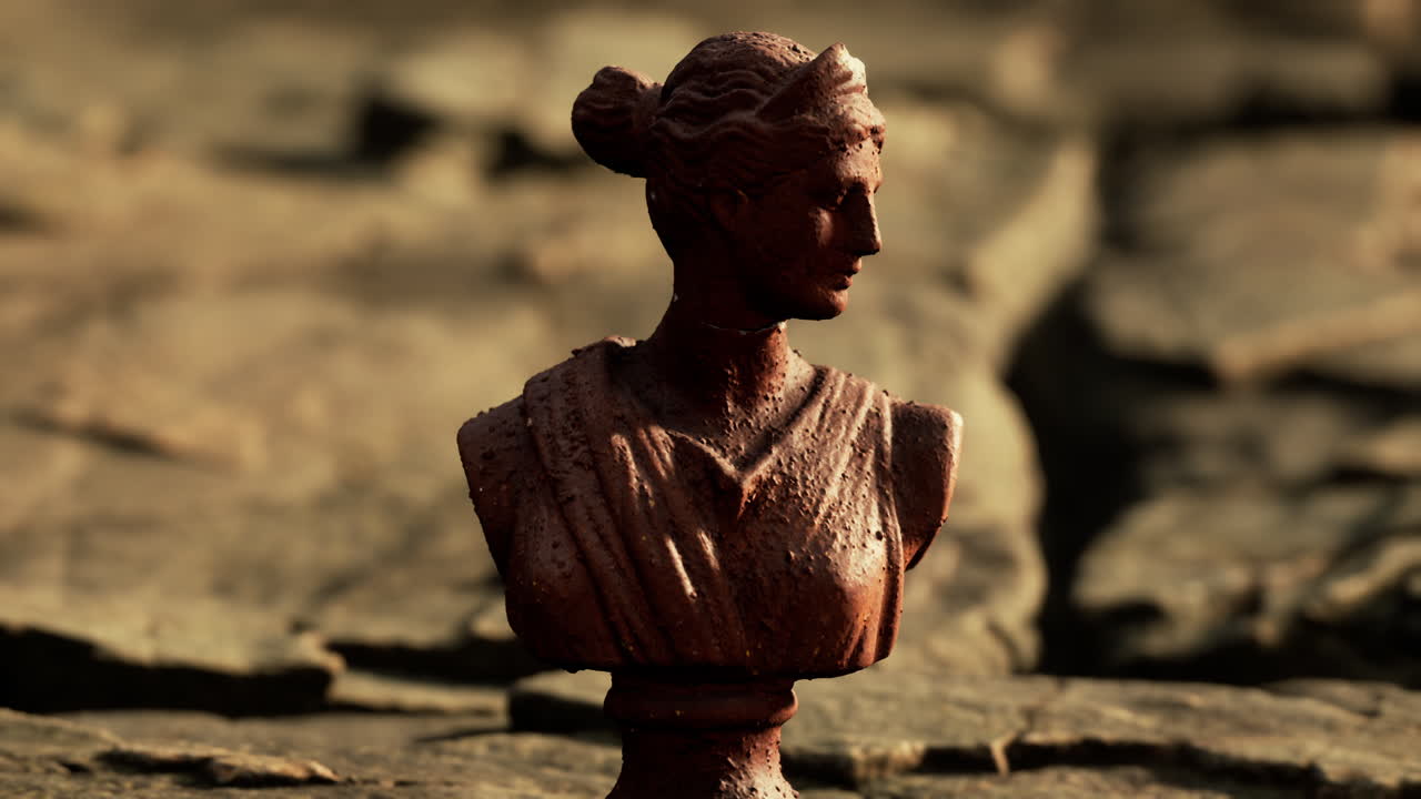 바위 돌 에 그려진 고대 여성 동상