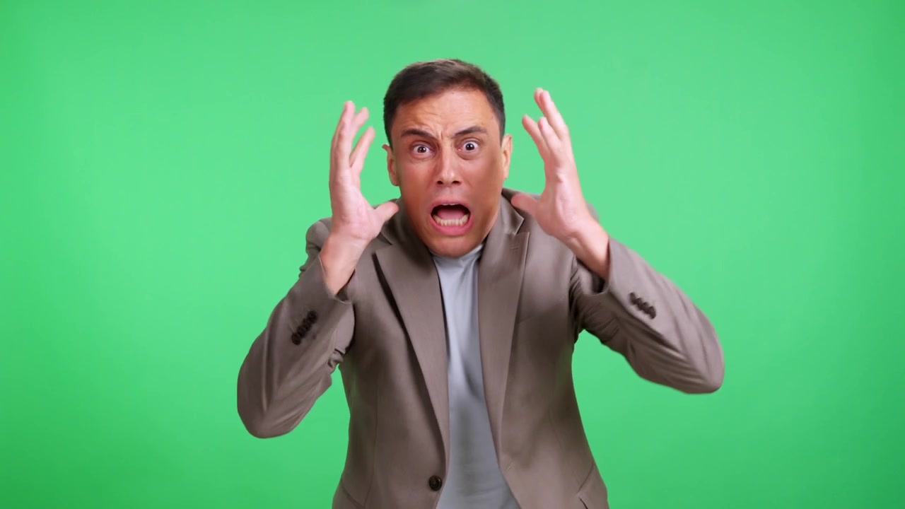 Stressed businessman having a mental breakdown