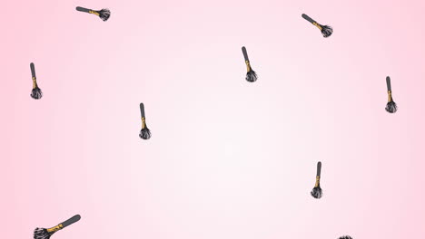 animación del pincel de maquillaje repetido en fondo rosa
