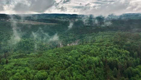 Vista-Aérea-De-Los-Vastos-Bosques-De-La-Región-Kárstica-De-Moravia