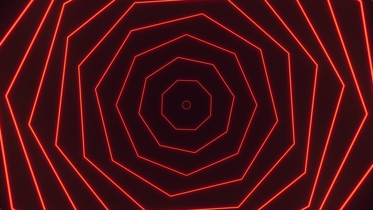 patrón de líneas espirales de neón rojo en el espacio negro oscuro