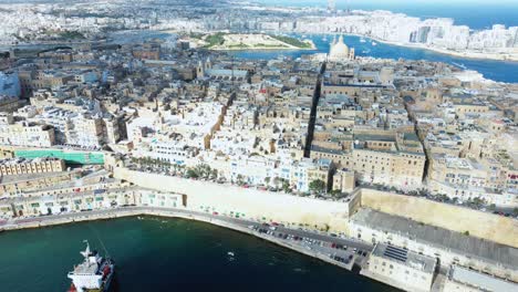 drone footage over valletta at malta island