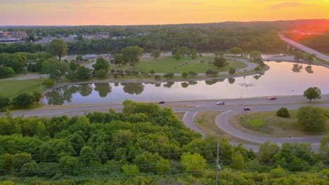 scenic american nature park landscape at sunset