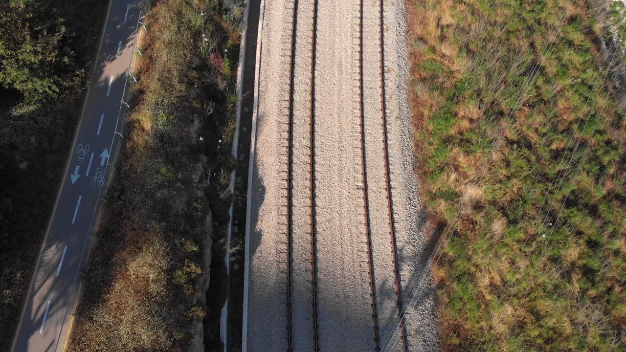 Flying over train rails