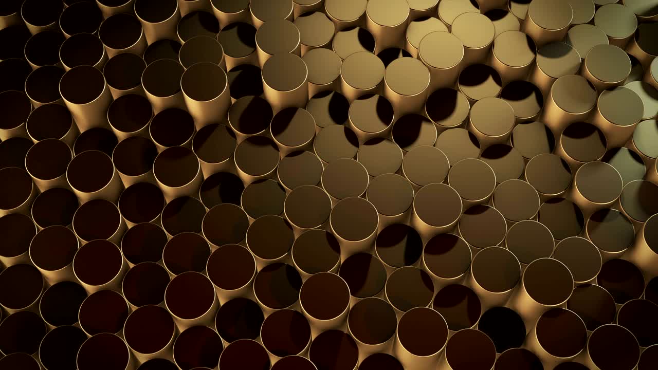 superficies de oro geométricas cilíndricas abstractas en el espacio virtual