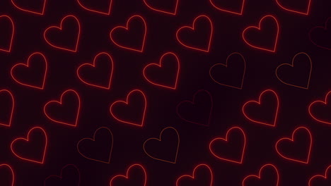 glowing red hearts pattern on black background a floating