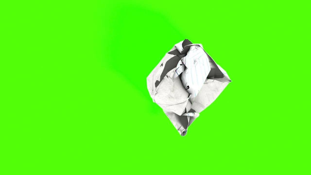 rollend gerimpeld papier effect, met chroma key groene scherm achtergrond, bedrijfsidee plan