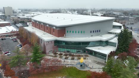 orbiting view of spokane arena, home of the spokane chiefs hockey team