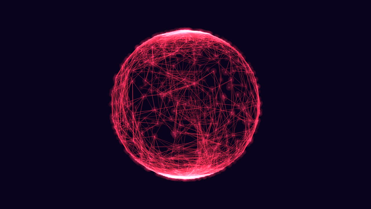 Motion red futuristic sphere with lines pattern in dark space