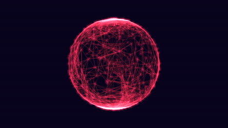 esfera futurista roja de movimiento con patrón de líneas en el espacio oscuro
