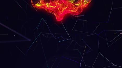 animation of moving glowing lights and waves and connections over black background
