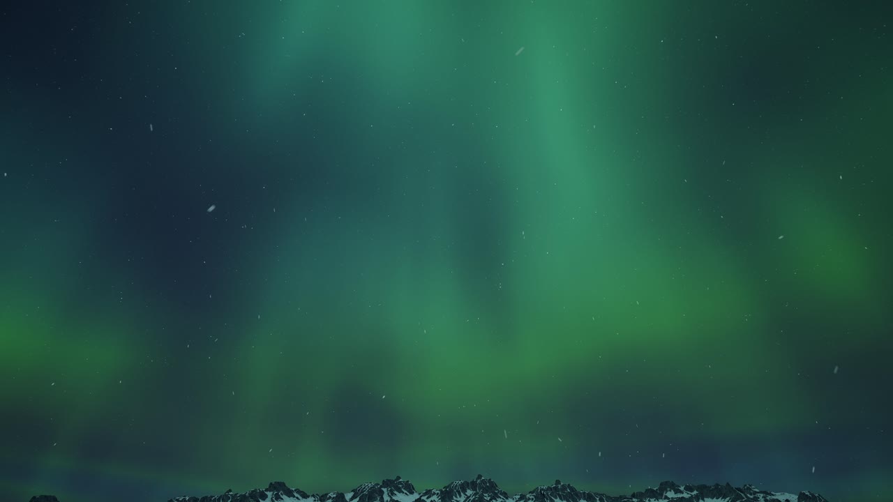 aurora boreal sobre las montañas nevadas