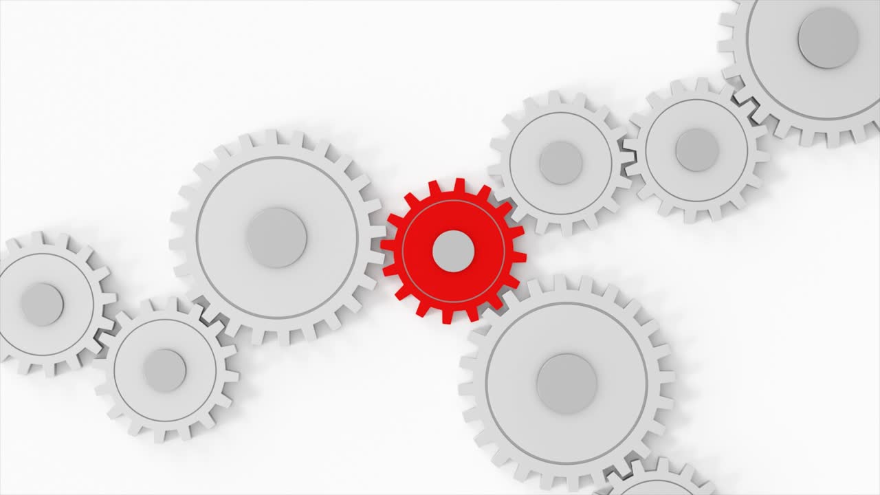 video de fondo industrial con engranajes. animación en 3d.
