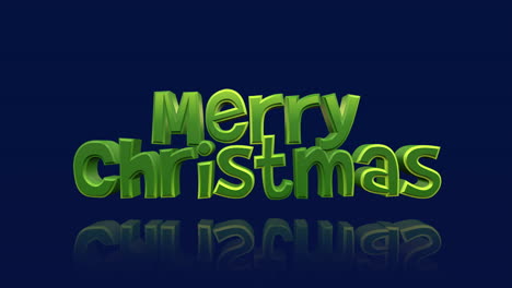 cartoon merry christmas text on a vibrant blue gradient