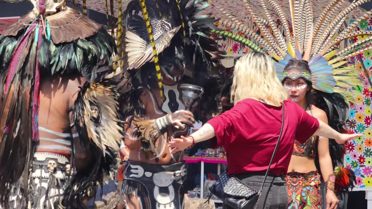 Indigenous Aztec Dancers in Mexico City