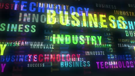 business industry and technology text loop abstract concept