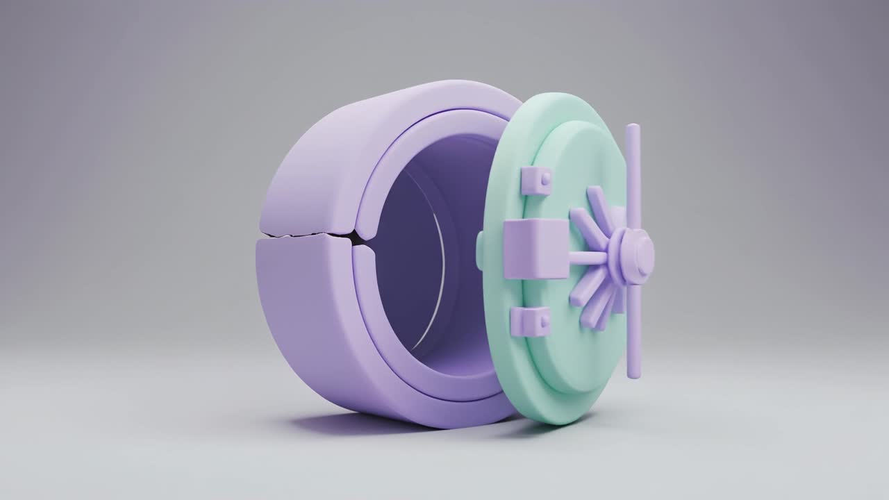 3D Animated Pastel Vault Door Opening