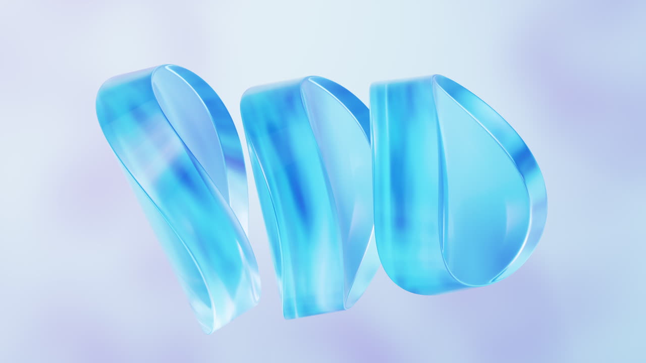 추상적인 곡선 유리 기하학 배경, 3d 렌더링