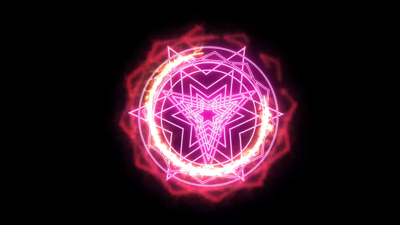 Hexagon fire around power overwhelming slow rotate and three magic star