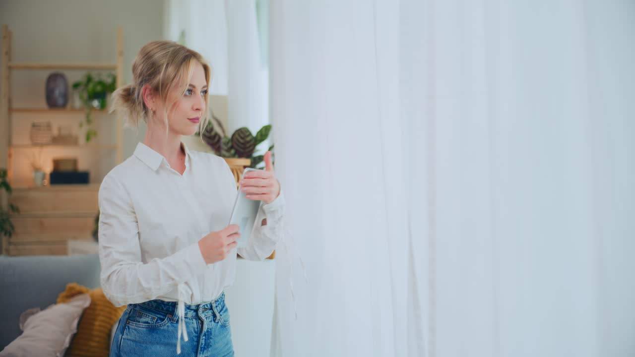 Happy Businesswoman Working on Tablet