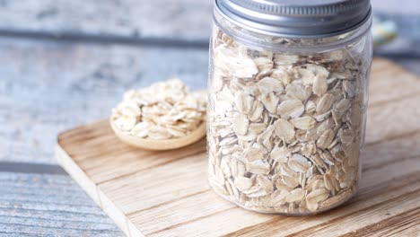 rolled oats in a glass jar