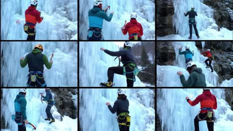 skilled climbers navigate high ice formations in the mountains, testing their strength and technique while surrounded by stunning frozen landscapes.