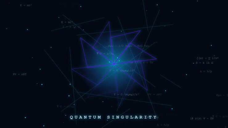 Abstract Quantum Singularity Animation with Rotating Geometric Shapes and Mathematical Formulas