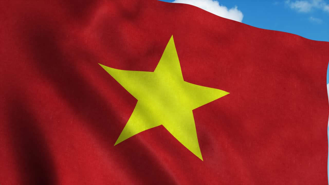 la bandera de vietnam ondeando en el viento. la bandera nacional de vietnam. 4k