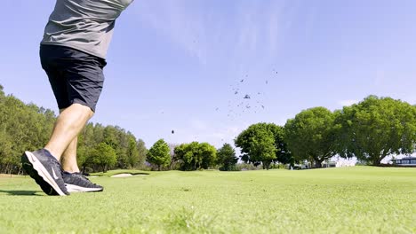 golfer executing a swing on a sunny day